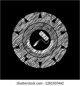 roller brush icon inside chalkboard emblem