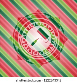 roller brush icon inside christmas colors style badge.