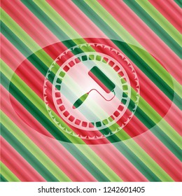 roller brush icon inside christmas colors badge.