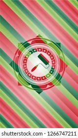 roller brush icon inside christmas style emblem.