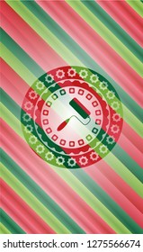roller brush icon inside christmas colors emblem.