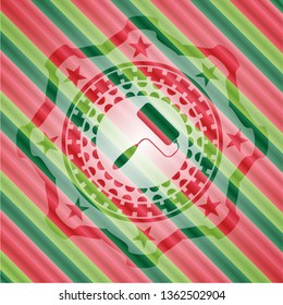 roller brush icon inside christmas badge.