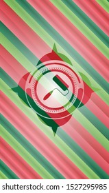 roller brush icon inside christmas badge background.