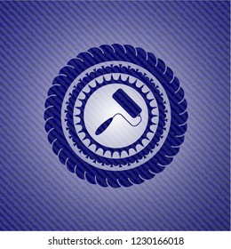 roller brush icon inside emblem with jean high quality background
