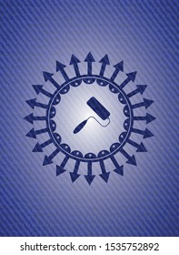 roller brush icon inside emblem with jean high quality background
