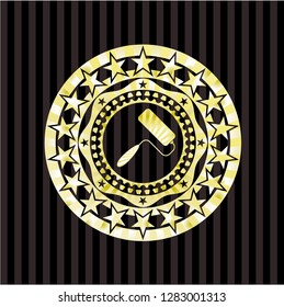 roller brush icon inside gold shiny badge