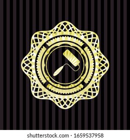 roller brush icon inside gold emblem or badge