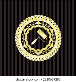 roller brush icon inside golden badge