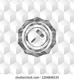 roller brush icon inside grey emblem with cube white background