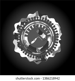 roller brush icon inside grey camouflage emblem