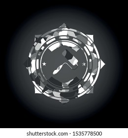 roller brush icon inside grey camo texture