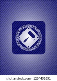 roller brush icon inside jean background