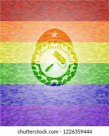 roller brush icon inside lgbt colors emblem 