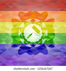 roller brush icon inside lgbt colors emblem 