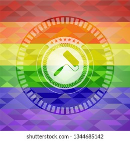 roller brush icon inside lgbt colors emblem 