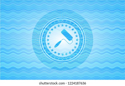 roller brush icon inside light blue water badge.