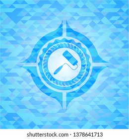 roller brush icon inside light blue mosaic emblem