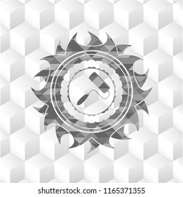 roller brush icon inside realistic grey emblem with cube white background