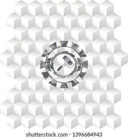 roller brush icon inside realistic grey emblem with cube white background