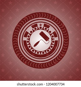 roller brush icon inside red emblem. Retro