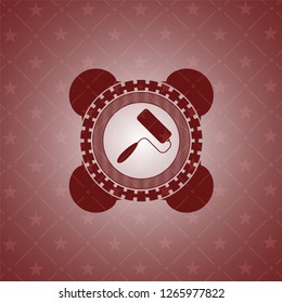 roller brush icon inside red emblem. Retro