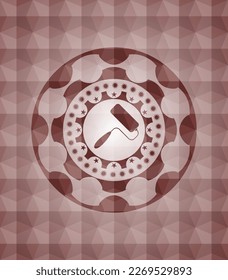 roller brush icon inside red geometric badge. Seamless. 