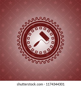 roller brush icon inside retro style red emblem