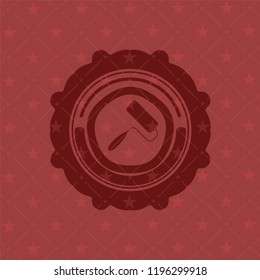 roller brush icon inside retro red emblem