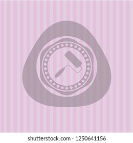 roller brush icon inside retro pink emblem