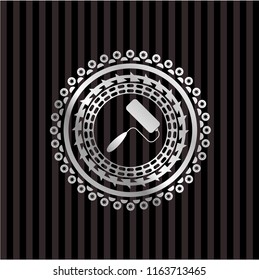 roller brush icon inside silver shiny emblem