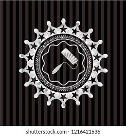 roller brush icon inside silver emblem or badge