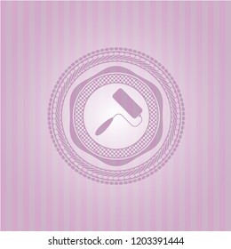 roller brush icon inside vintage pink emblem