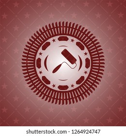 roller brush icon inside vintage red emblem