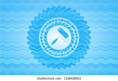 roller brush icon inside water concept badge.