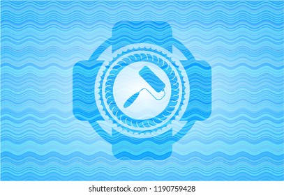 roller brush icon inside water concept emblem background.