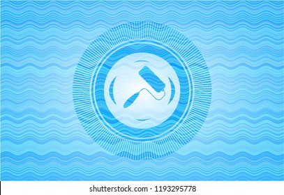 roller brush icon inside water wave badge.