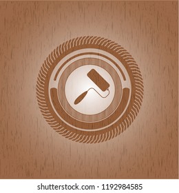 roller brush icon inside wooden signboards