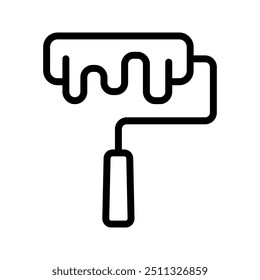 roller brush icon isolated color aditable