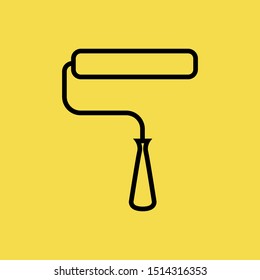 Roller Brush icon isolated on Yellow Background. Construction Concept. - Vector 