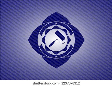 roller brush icon with jean texture