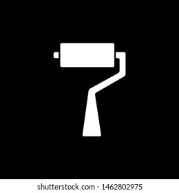 Roller Brush Icon On Black Background. Black Flat Style Vector Illustration.