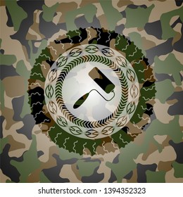 roller brush icon on camouflaged texture