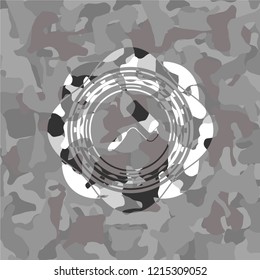 roller brush icon on grey camouflaged pattern