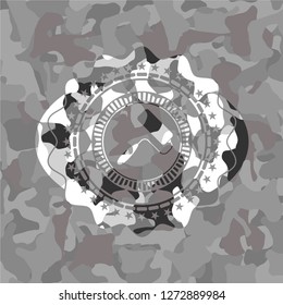 roller brush icon on grey camo texture