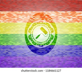 roller brush icon on mosaic background with the colors of the LGBT flag