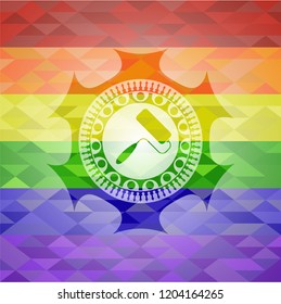 roller brush icon on mosaic background with the colors of the LGBT flag