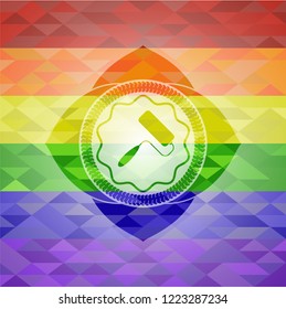 roller brush icon on mosaic background with the colors of the LGBT flag