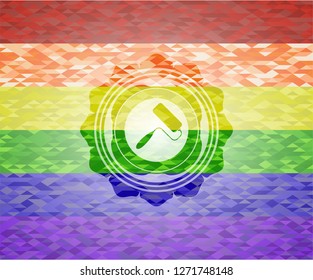 roller brush icon on mosaic background with the colors of the LGBT flag