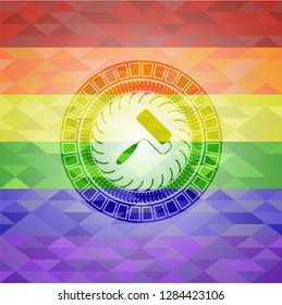 roller brush icon on mosaic background with the colors of the LGBT flag