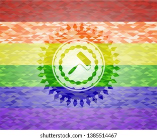 roller brush icon on mosaic background with the colors of the LGBT flag